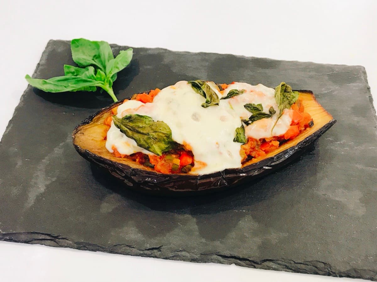 Foto de la receta Berenjena rellena de soja texturizada