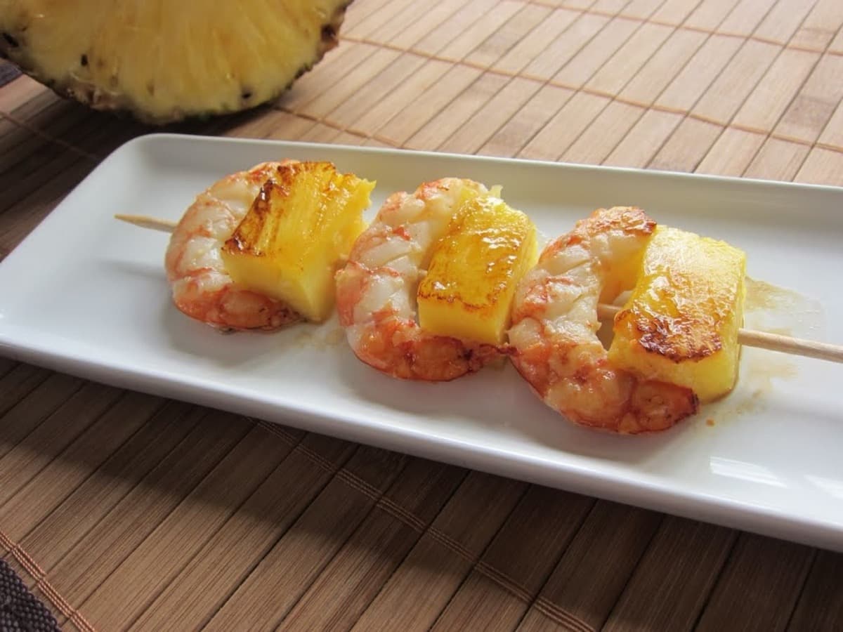 Foto de la receta Brocheta de Langostinos con Piña