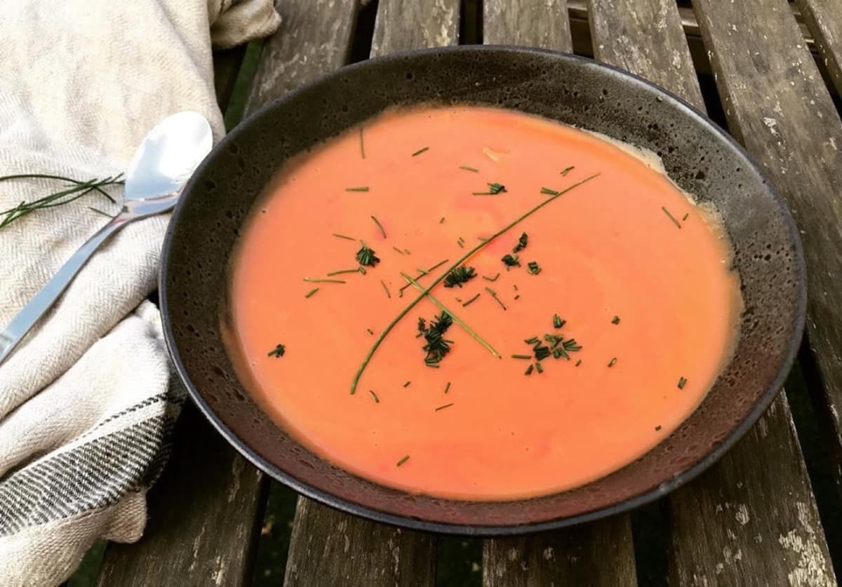 Foto de la receta Crema de calabacín y remolacha