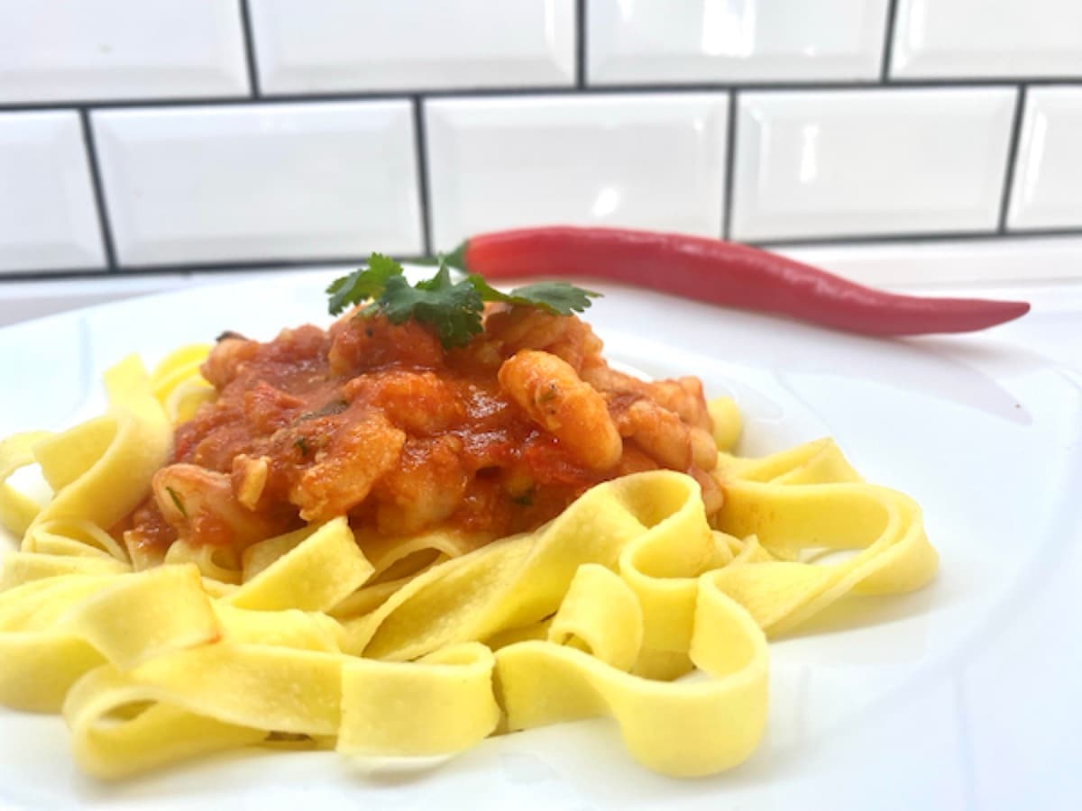 Foto de la receta Pasta con Gambas y Chile