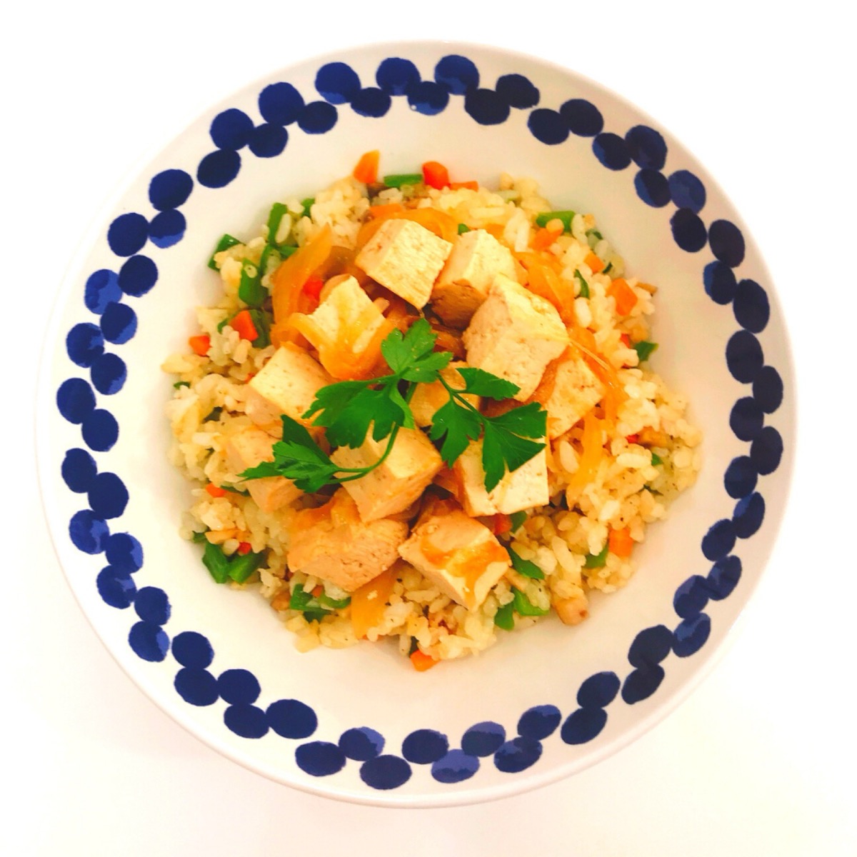 Foto de la receta Arroz con tofu encebollado