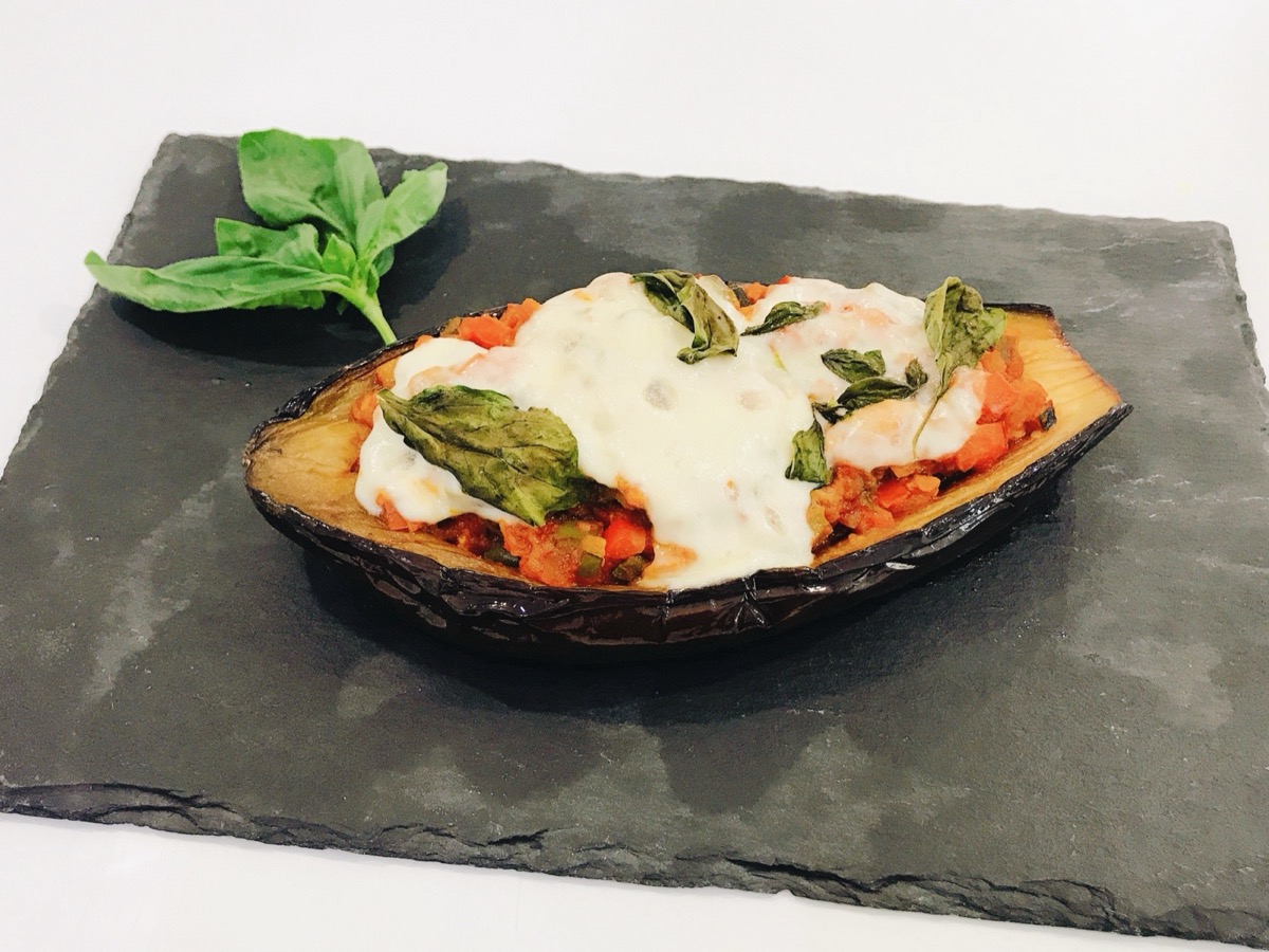 Foto de la receta Berenjena rellena de soja texturizada