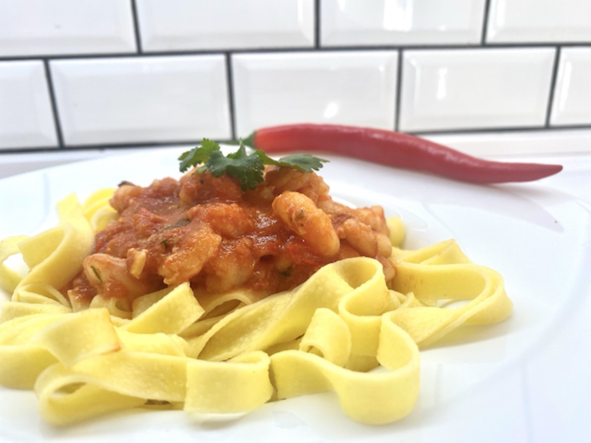 Foto de la receta Pasta con Gambas y Chile